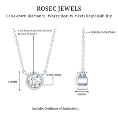 Half Carat Lab Grown Diamond Solitaire Necklace in Sterling Silver