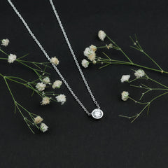 Half Carat Lab Grown Diamond Solitaire Necklace in Sterling Silver