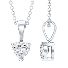 Certified Lab Grown Diamond 5 mm Heart Necklace With Silver Chain