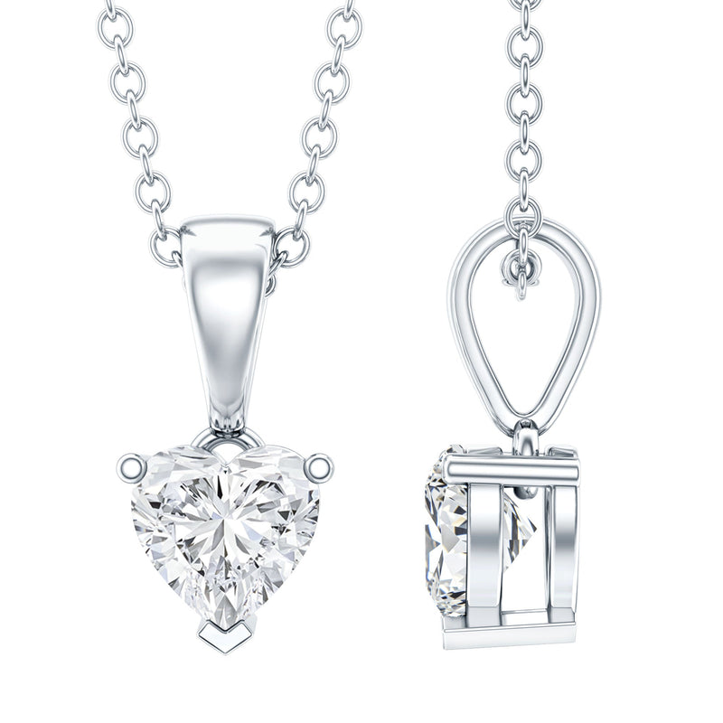 Certified Lab Grown Diamond 5 mm Heart Necklace With Silver Chain