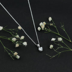 Certified Lab Grown Diamond 5 mm Heart Necklace With Silver Chain