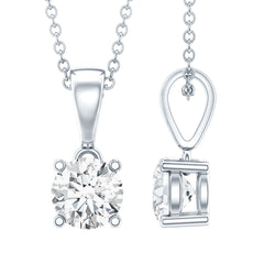 Simple 6 MM Lab Grown Diamond Solitaire Necklace with Silver Chain