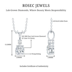 6X5 MM Lab Grown Diamond Teardrop Pendant Necklace