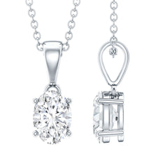 5X7 MM Lab Grown Diamond Solitaire Necklace with Chain
