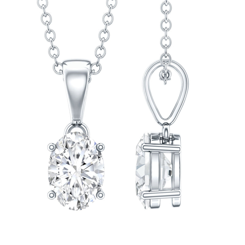 5X7 MM Lab Grown Diamond Solitaire Necklace with Chain
