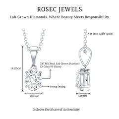 5X7 MM Lab Grown Diamond Solitaire Necklace with Chain