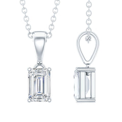 4X6MM Emerald Cut Lab Grown Diamond Solitaire Necklace with Chain