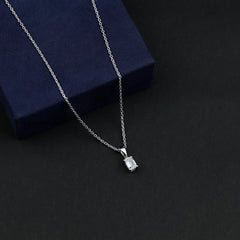 4X6MM Emerald Cut Lab Grown Diamond Solitaire Necklace with Chain
