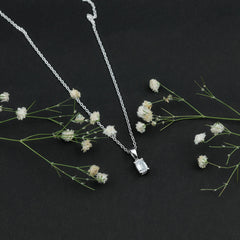 4X6MM Emerald Cut Lab Grown Diamond Solitaire Necklace with Chain