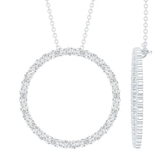 Certified Cubic Zirconia Eternity Circle Necklace with Silver Chain