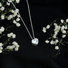 Bezel Set 2 Carat Cubic Zirconia Heart Pendant Necklace with Chain