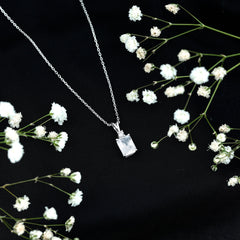 Certified 1.87 Carat Emerald Cut Cubic Zirconia Pendant Necklace with Silver Chain