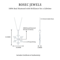 Genuine Diamond Snowflake Pendant for Women