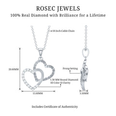 Pave Set Diamond Double Heart Necklace