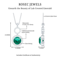 Certified Lab Created Emerald Wedding Necklace with Chain