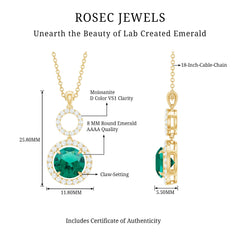 Certified Lab Created Emerald Wedding Necklace with Chain