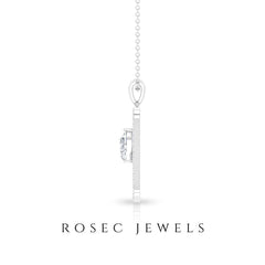 Initial A Pendant Necklace with Cubic Zirconia