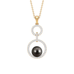 Tahitian Pearl and Diamond Eternity Dangle Pendant