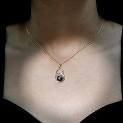 Handpicked Black Pearl Circle Necklace with Diamond