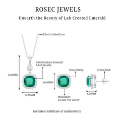 Certified Lab Grown Emerald Bridal Jewelry Set With Moissanite