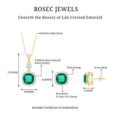 Certified Lab Grown Emerald Bridal Jewelry Set With Moissanite