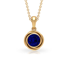 Solitaire Lab Created Blue Sapphire Swirl Jewelry Set with Certificate