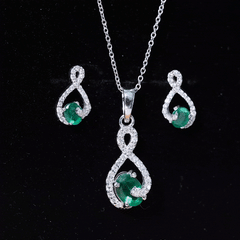 Natural Emerald and Diamond Wedding Jewelry Set