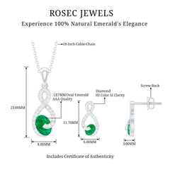 Natural Emerald and Diamond Wedding Jewelry Set