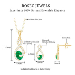 Natural Emerald and Diamond Wedding Jewelry Set