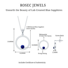Lab Created Blue Sapphire and Moissanite Eternity Jewelry Set