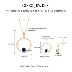 Lab Created Blue Sapphire and Moissanite Eternity Jewelry Set