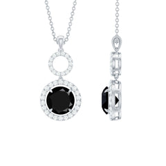 Classic 2 Carat Black Onyx Diamond Drop Necklace