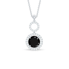 Classic 2 Carat Black Onyx Diamond Drop Necklace