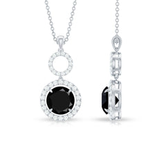 Classic 2 Carat Black Onyx Diamond Drop Necklace