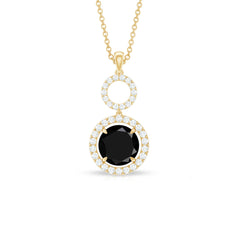 Classic 2 Carat Black Onyx Diamond Drop Necklace