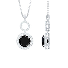 Real 2.6 Carat Black Spinel Drop Pendant Necklace with Diamond