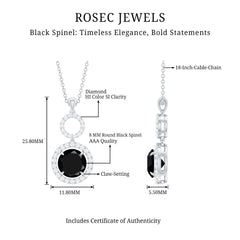 Real 2.6 Carat Black Spinel Drop Pendant Necklace with Diamond