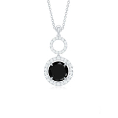 Real 2.6 Carat Black Spinel Drop Pendant Necklace with Diamond