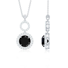Real 2.6 Carat Black Spinel Drop Pendant Necklace with Diamond
