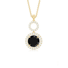 Real 2.6 Carat Black Spinel Drop Pendant Necklace with Diamond