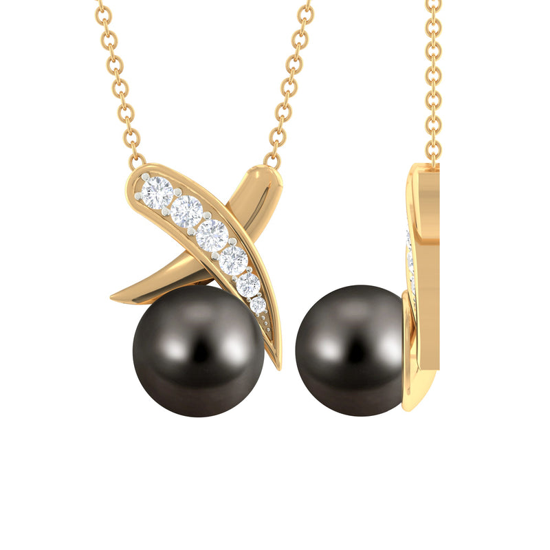 Tahitian Pearl and Diamond XO Necklace