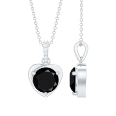 2 Carat Round Lab Created Black and White Diamond Solitaire Heart Necklace