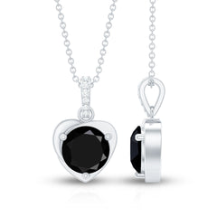 2 Carat Round Lab Created Black and White Diamond Solitaire Heart Necklace