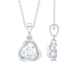 Round Shape Lab Grown Diamond Solitaire Flower Pendant