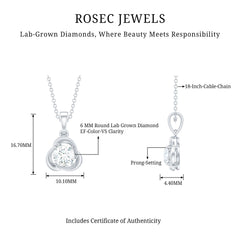 Round Shape Lab Grown Diamond Solitaire Flower Pendant