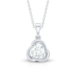Round Shape Lab Grown Diamond Solitaire Flower Pendant