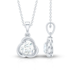 Round Shape Lab Grown Diamond Solitaire Flower Pendant