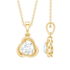 Round Shape Lab Grown Diamond Solitaire Flower Pendant