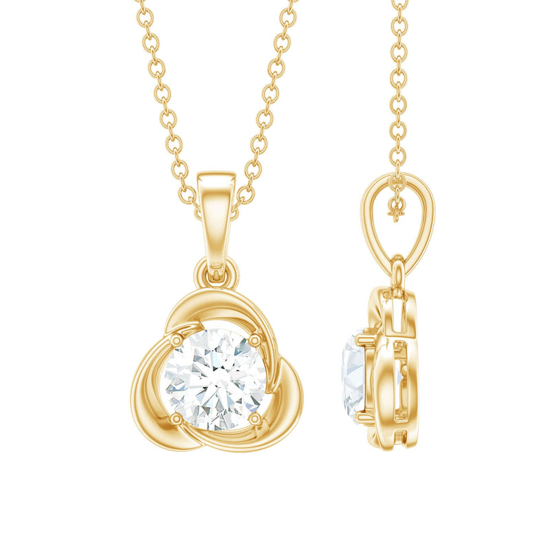 Round Shape Lab Grown Diamond Solitaire Flower Pendant