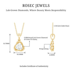 Round Shape Lab Grown Diamond Solitaire Flower Pendant